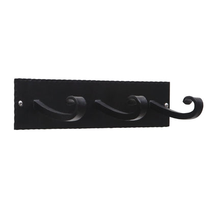 ACHLA Lodge Triple Hook Bracket | Craftsman Wrought Iron Black Powdercoat | Mudroom & Entryway Coat Rack | 12.25 x 4.25 x 3 in | Model B-107