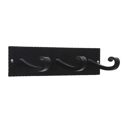 ACHLA Lodge Triple Hook Bracket | Craftsman Wrought Iron Black Powdercoat | Mudroom & Entryway Coat Rack | 12.25 x 4.25 x 3 in | Model B-107