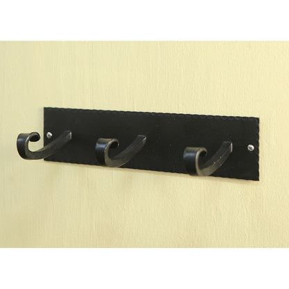 ACHLA Lodge Triple Hook Bracket | Craftsman Wrought Iron Black Powdercoat | Mudroom & Entryway Coat Rack | 12.25 x 4.25 x 3 in | Model B-107