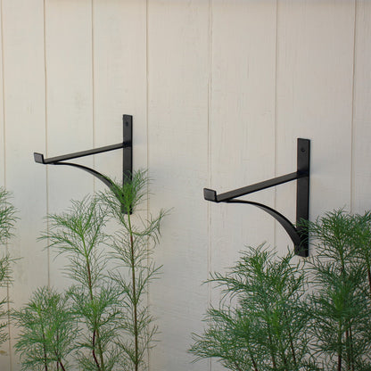 ACHLA Rookwood Brackets, Pair | Craftsman Wrought Iron Black Powdercoat | Shelf & Flower Box Support | 12.5 x 1.25 x 11 in | Model B-15