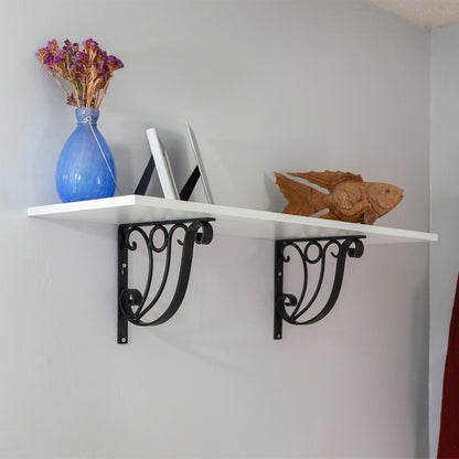 ACHLA Ionic Shelf Bracket B-20 | Black Wrought Iron Wall Bracket | Kitchen & Living Room Shelf Support | 10W x 8.5H in | Model B-20
