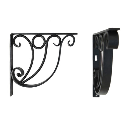 ACHLA Ionic Shelf Bracket B-20 | Black Wrought Iron Wall Bracket | Kitchen & Living Room Shelf Support | 10W x 8.5H in | Model B-20