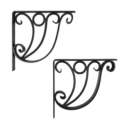 ACHLA Ionic Shelf Bracket B-20 | Black Wrought Iron Wall Bracket | Kitchen & Living Room Shelf Support | 10W x 8.5H in | Model B-20