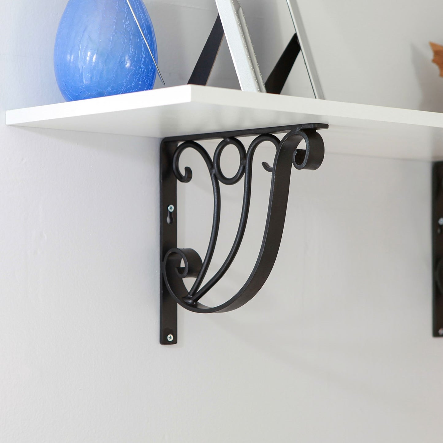ACHLA Ionic Shelf Bracket B-20 | Black Wrought Iron Wall Bracket | Kitchen & Living Room Shelf Support | 10W x 8.5H in | Model B-20