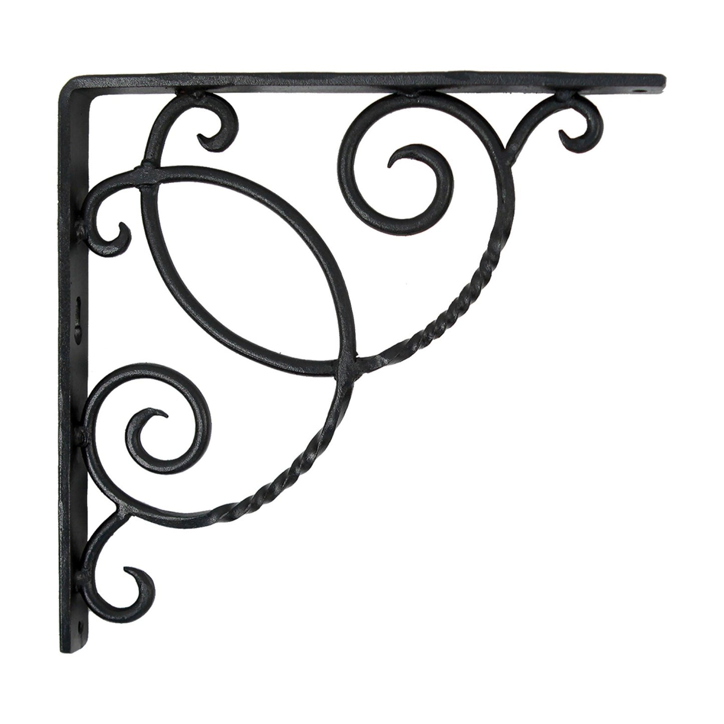ACHLA Scroll Shelf Bracket Pair | Traditional Wrought Iron Black Powder Coat | Kitchen & Living Room Wall Shelf Support | Model B-21