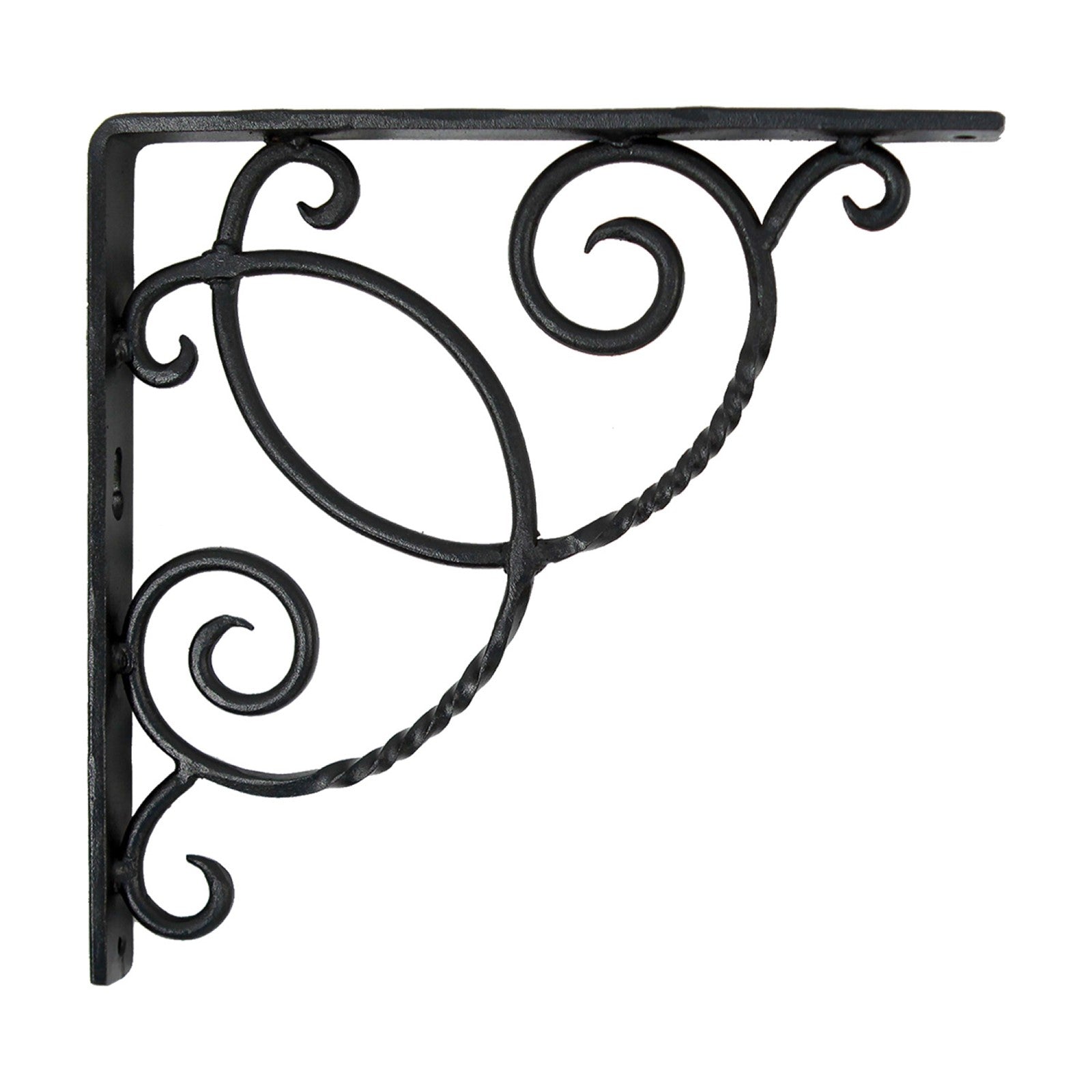 ACHLA Scroll Shelf Bracket Pair | Traditional Wrought Iron Black Powder Coat | Kitchen & Living Room Wall Shelf Support | Model B-21