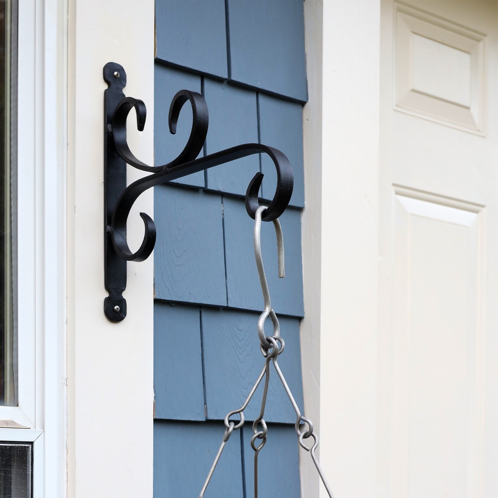 ACHLA Small All Purpose Bracket | Black Wrought Iron | Outdoor Flower Basket & Bird Feeder Hanger | 12 x 10 in | Model B-27