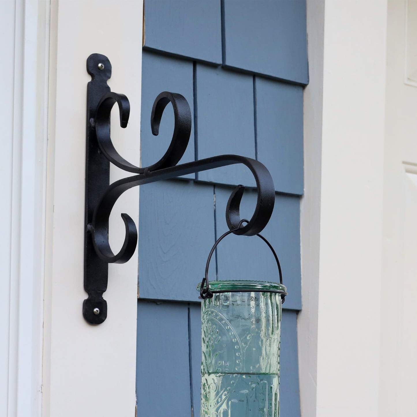 ACHLA Small All Purpose Bracket | Black Wrought Iron | Outdoor Flower Basket & Bird Feeder Hanger | 12 x 10 in | Model B-27