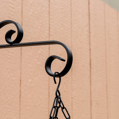 ACHLA Large All Purpose Bracket 18in Wrought Iron Black Powder Coat | Outdoor Wall Mount Plant Hanger | Flower Basket & Bird Feeder | Model B-28
