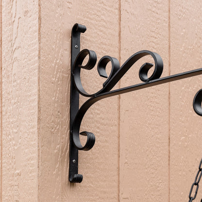 ACHLA Large All Purpose Bracket 18in Wrought Iron Black Powder Coat | Outdoor Wall Mount Plant Hanger | Flower Basket & Bird Feeder | Model B-28