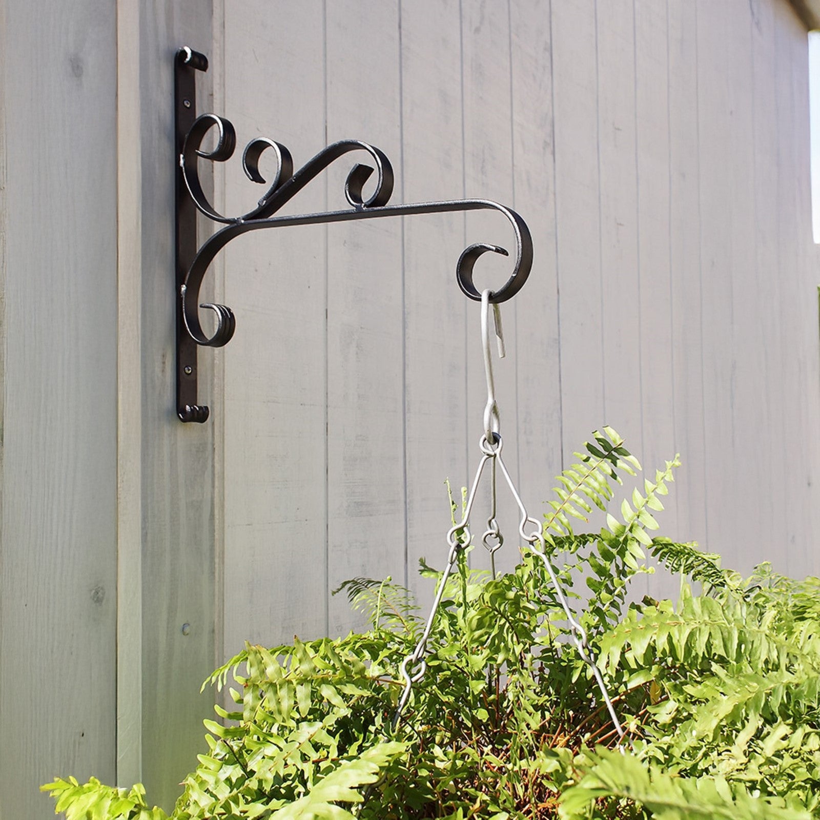 ACHLA Large All Purpose Bracket 18in Wrought Iron Black Powder Coat | Outdoor Wall Mount Plant Hanger | Flower Basket & Bird Feeder | Model B-28
