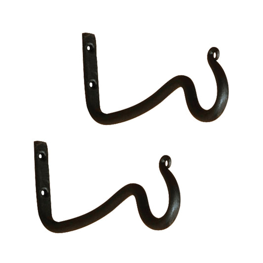 ACHLA O-Hook 2-Pack | Graphite Powdercoat Wrought Iron Wall Hooks | Indoor & Outdoor Use for Wind Chimes & Bells | 6 x 2.5 x 0.5 in | Model B-29L-2