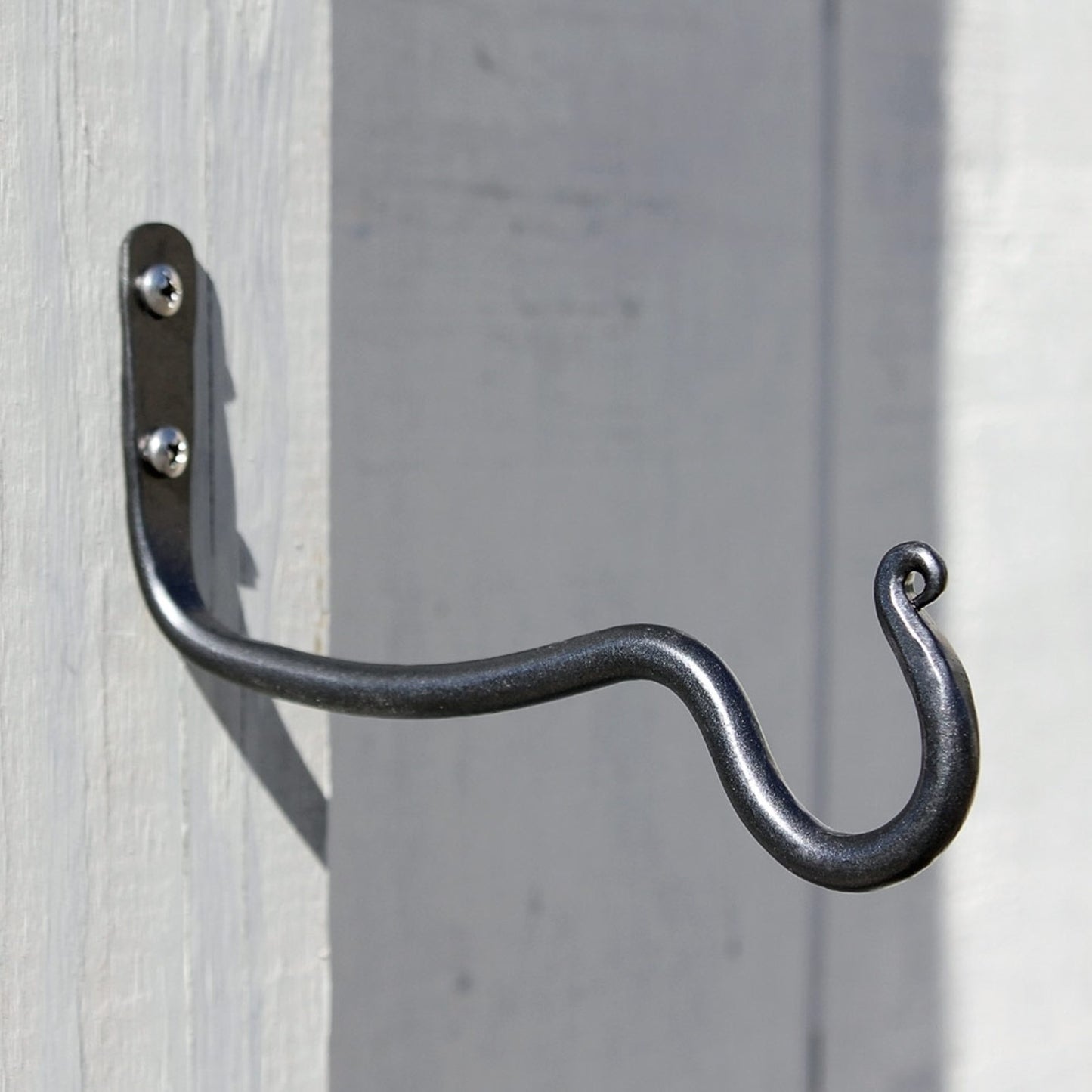 ACHLA O-Hook 2-Pack | Graphite Powdercoat Wrought Iron Wall Hooks | Indoor & Outdoor Use for Wind Chimes & Bells | 6 x 2.5 x 0.5 in | Model B-29L-2