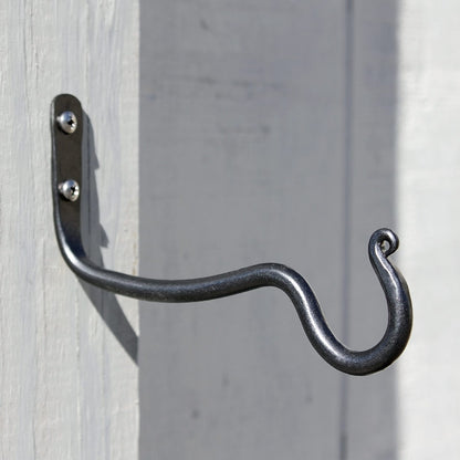 ACHLA O-Hook 2-Pack | Graphite Powdercoat Wrought Iron Wall Hooks | Indoor & Outdoor Use for Wind Chimes & Bells | 6 x 2.5 x 0.5 in | Model B-29L-2