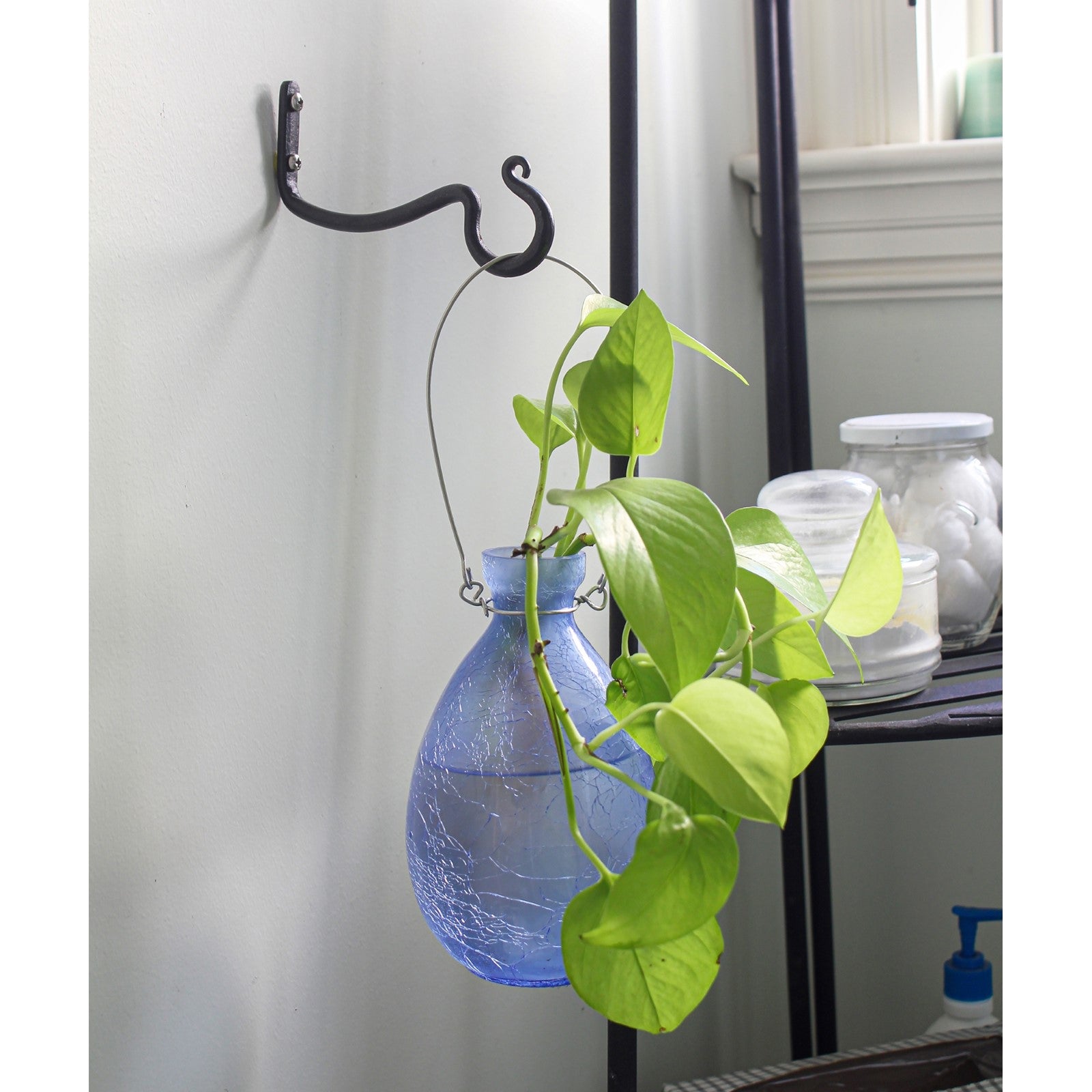 ACHLA O-Hook 2-Pack | Graphite Powdercoat Wrought Iron Wall Hooks | Indoor & Outdoor Use for Wind Chimes & Bells | 6 x 2.5 x 0.5 in | Model B-29L-2