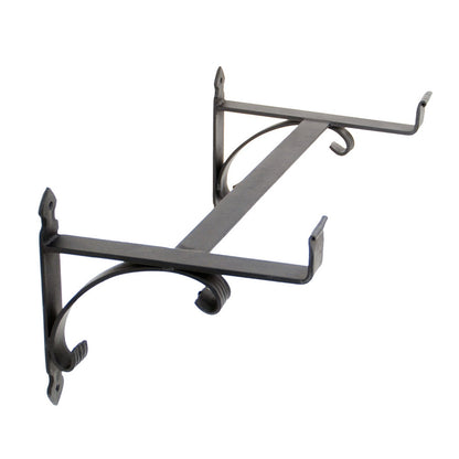 ACHLA Flower Box Bracket B-32 | Traditional Black Wrought Iron | Window Box & Planter Support | 24 x 10.5 x 10 in | Model B-32