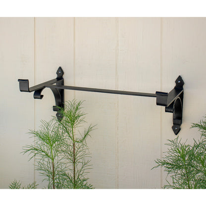 ACHLA Flower Box Bracket B-32 | Traditional Black Wrought Iron | Window Box & Planter Support | 24 x 10.5 x 10 in | Model B-32