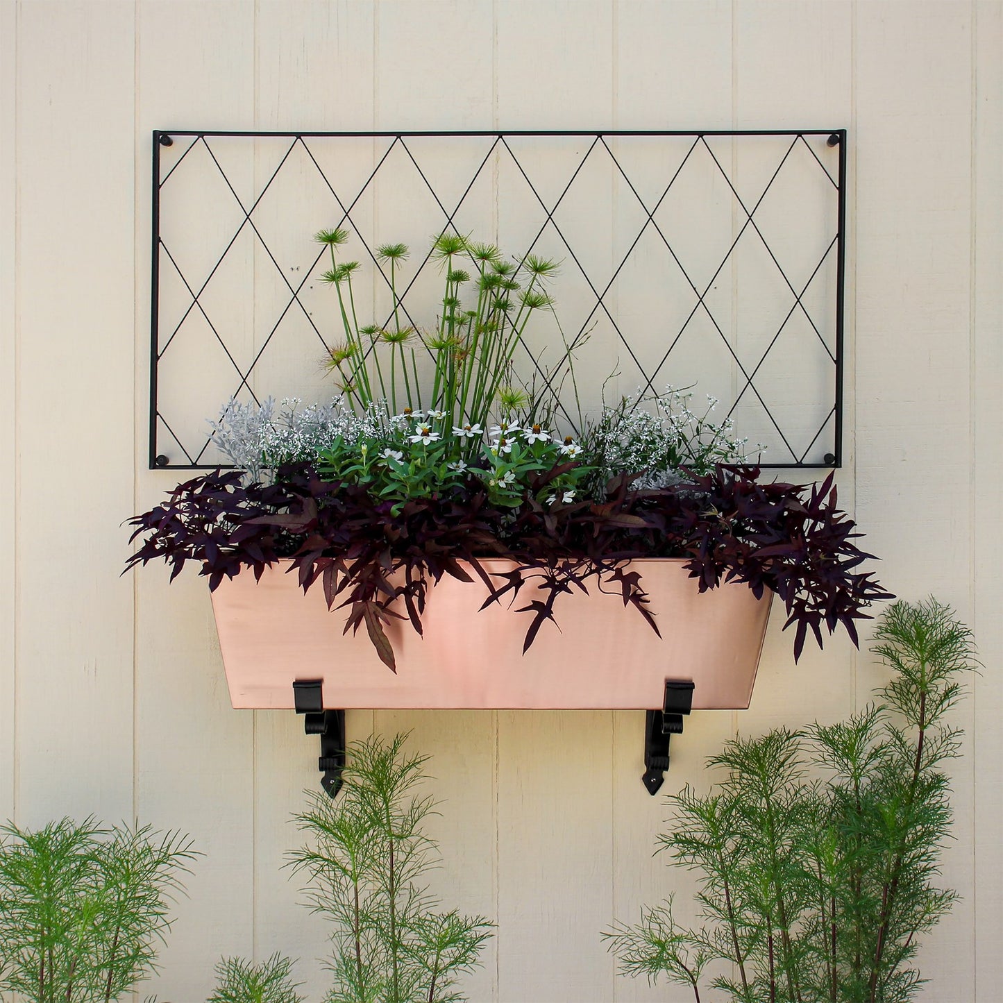 ACHLA Flower Box Bracket B-32 | Traditional Black Wrought Iron | Window Box & Planter Support | 24 x 10.5 x 10 in | Model B-32