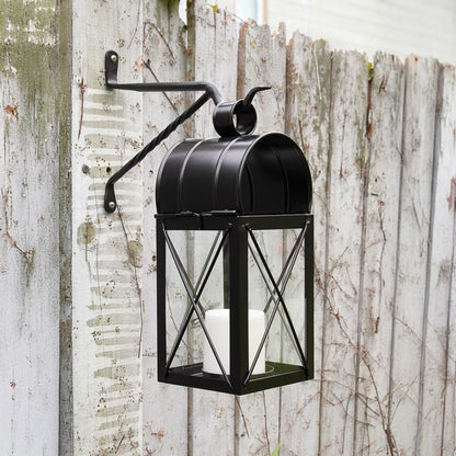 ACHLA Lantern Bracket 2-Pack | Black Powdercoat Wrought Iron Wall Hook | Indoor & Outdoor Lantern Hanging | 9.5 in Projection, 7.5 in | Model B-35-2