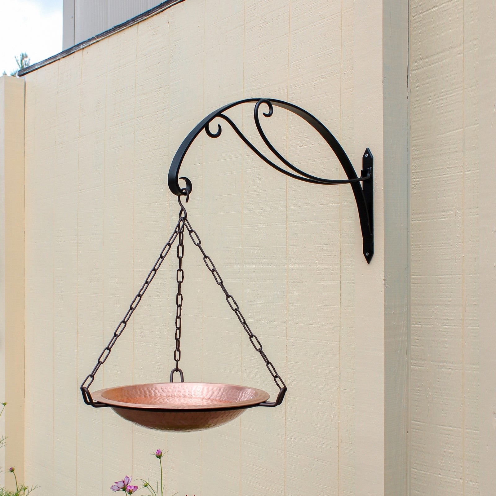 ACHLA Scroll Bracket B-36 | Wrought Iron Black Powder Coat | Large Hanging Basket Support for Patio & Porch | 24 x 11 x 2 in | Model B-36