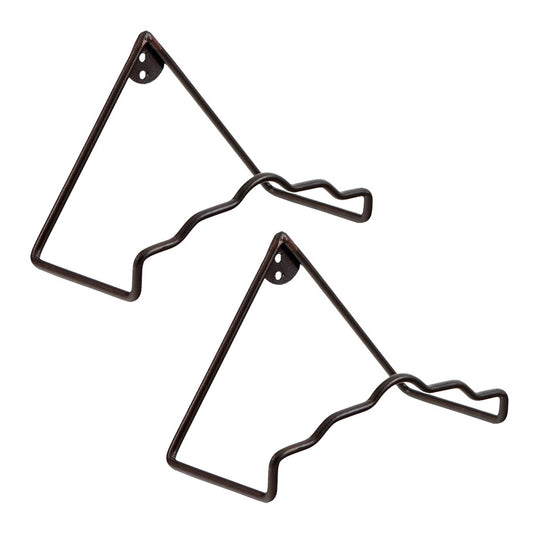ACHLA Plate Large Wall Hanger 2-Pack | Roman Bronze Wrought Iron Wall Decor | Dining Room & Kitchen Plate Display | 8 x 4 x 6 in | Model B-37-2