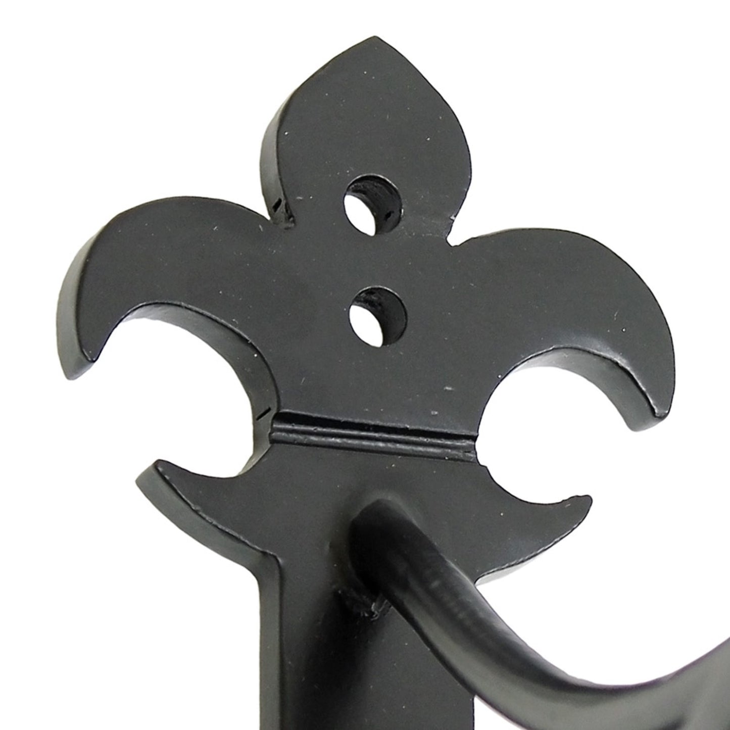 ACHLA Fleur-de-Lis Bracket Large | Black Wrought Iron Heavy Duty | Outdoor Patio & Porch Hanging Basket | 17.5 x 3 x 9.75 in | Model B-41