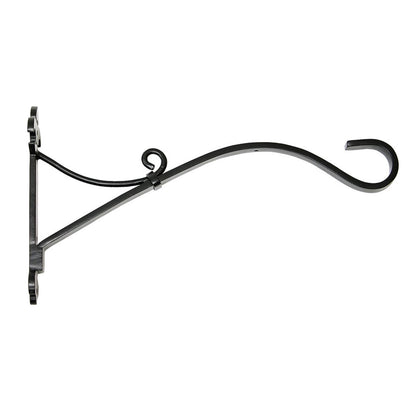ACHLA Fleur-de-Lis Bracket Large | Black Wrought Iron Heavy Duty | Outdoor Patio & Porch Hanging Basket | 17.5 x 3 x 9.75 in | Model B-41