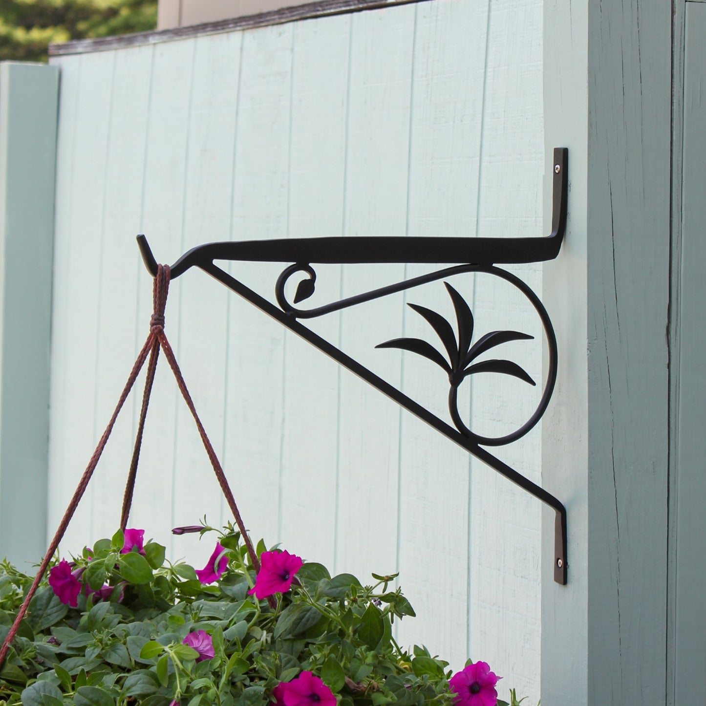 ACHLA 17in Morris Bracket | Black Powdercoat Wrought Iron | Outdoor Hanging Planter & Flower Basket Support | 23.5 x 17 x 0.75 in | Model B-42