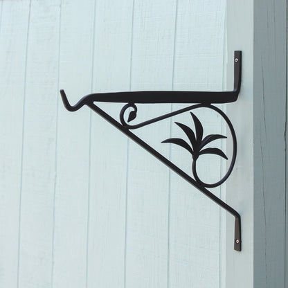 ACHLA 17in Morris Bracket | Black Powdercoat Wrought Iron | Outdoor Hanging Planter & Flower Basket Support | 23.5 x 17 x 0.75 in | Model B-42