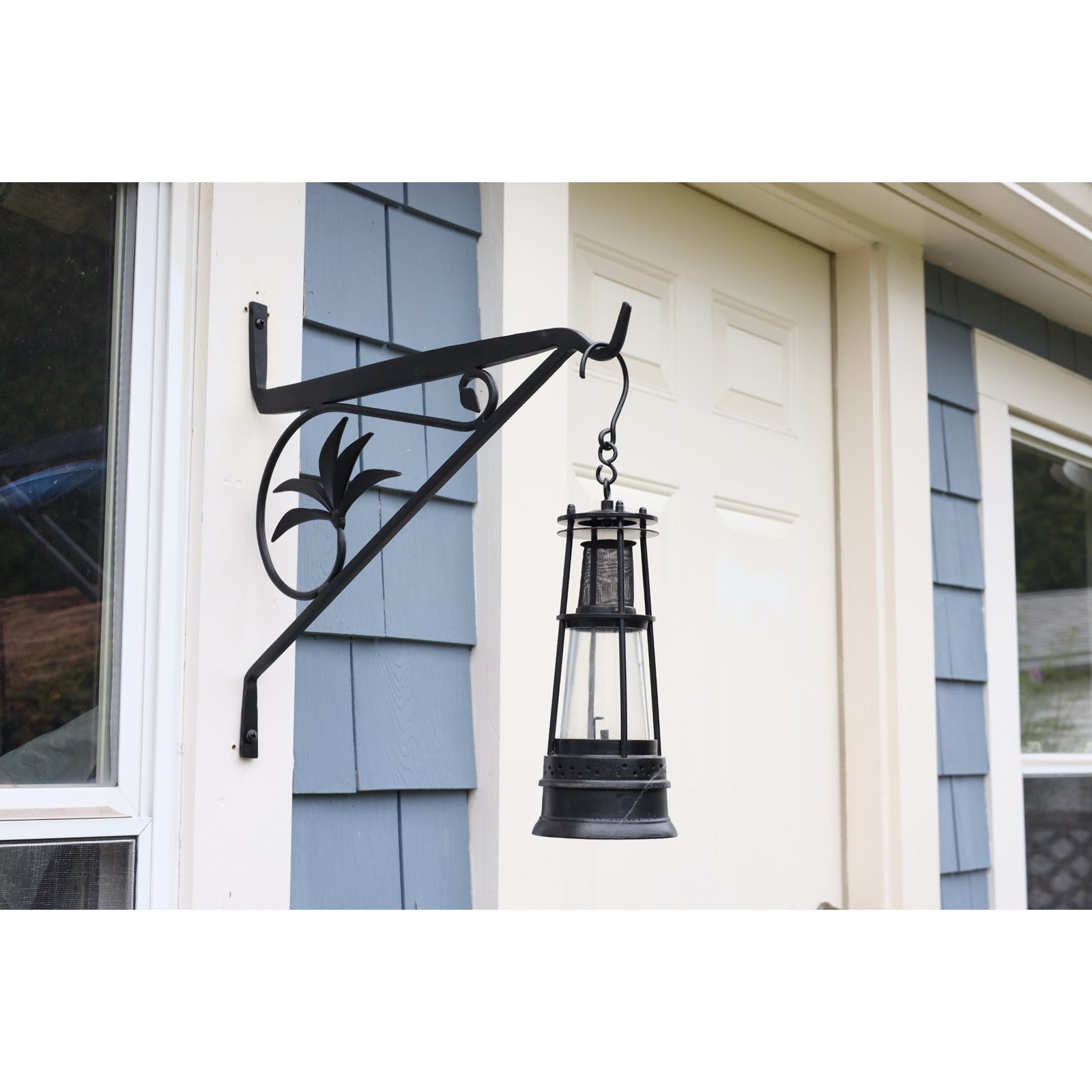 ACHLA 17in Morris Bracket | Black Powdercoat Wrought Iron | Outdoor Hanging Planter & Flower Basket Support | 23.5 x 17 x 0.75 in | Model B-42