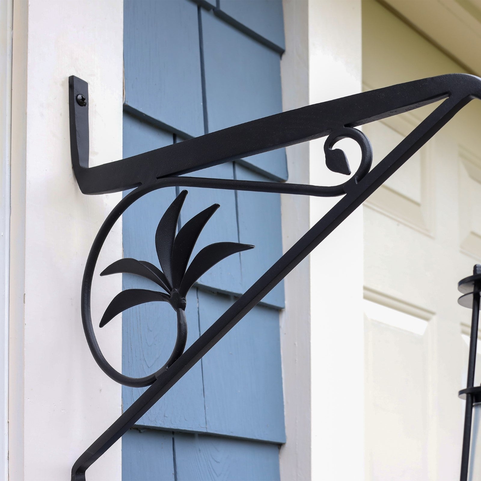 ACHLA 17in Morris Bracket | Black Powdercoat Wrought Iron | Outdoor Hanging Planter & Flower Basket Support | 23.5 x 17 x 0.75 in | Model B-42