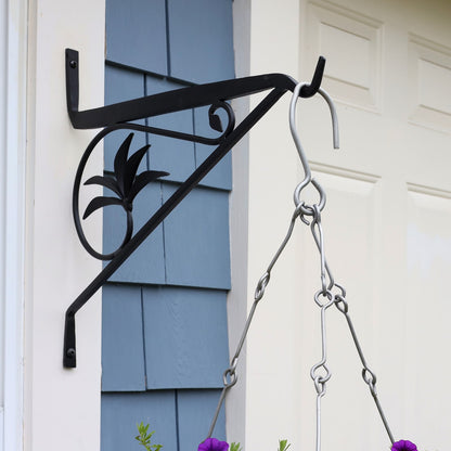 ACHLA 17in Morris Bracket | Black Powdercoat Wrought Iron | Outdoor Hanging Planter & Flower Basket Support | 23.5 x 17 x 0.75 in | Model B-42
