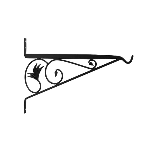 ACHLA 24in Morris Bracket | Black Powdercoat Wrought Iron | Outdoor Hanging Planter & Basket Support | 23.5 x 0.5 x 17 in | Model B-43