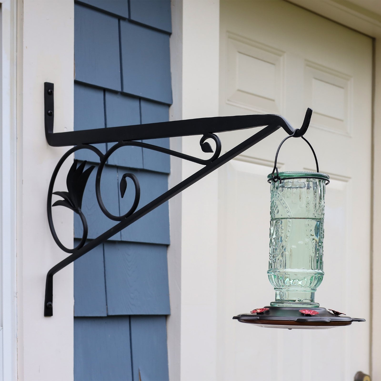 ACHLA 24in Morris Bracket | Black Powdercoat Wrought Iron | Outdoor Hanging Planter & Basket Support | 23.5 x 0.5 x 17 in | Model B-43