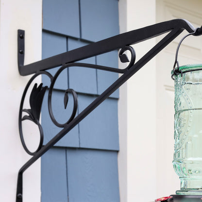 ACHLA 24in Morris Bracket | Black Powdercoat Wrought Iron | Outdoor Hanging Planter & Basket Support | 23.5 x 0.5 x 17 in | Model B-43