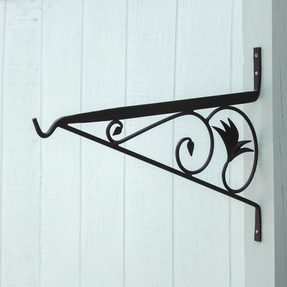 ACHLA 24in Morris Bracket | Black Powdercoat Wrought Iron | Outdoor Hanging Planter & Basket Support | 23.5 x 0.5 x 17 in | Model B-43