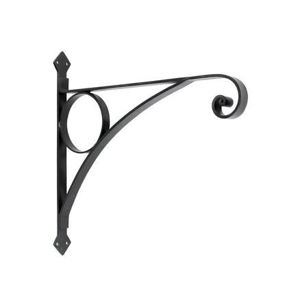 ACHLA Corona Bracket Small | Black Wrought Iron Heavy Duty | Outdoor Hanging Basket Support | 17.5 x 2 x 17 in | Model B-44
