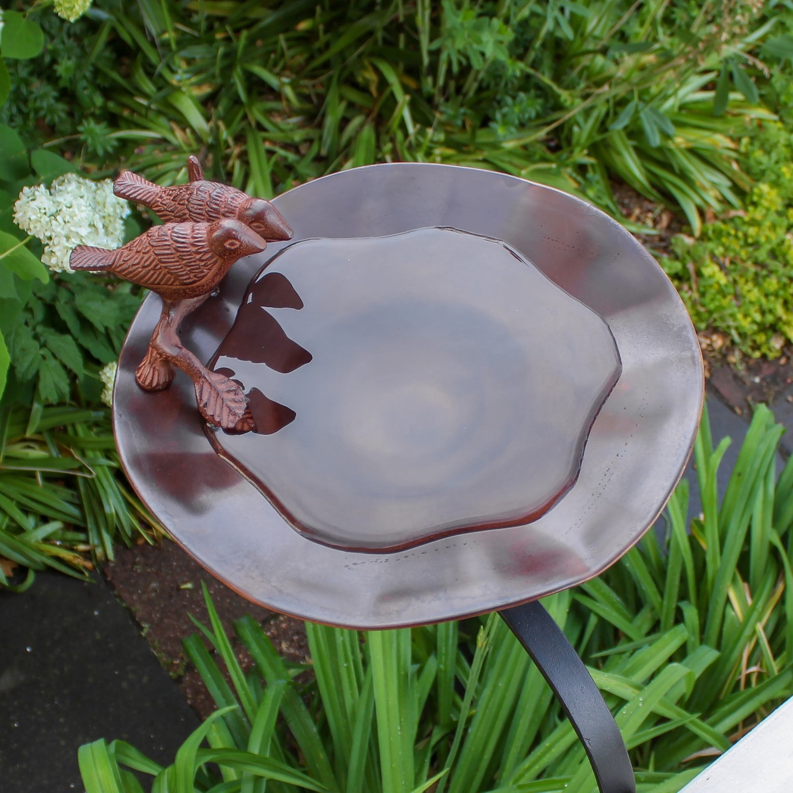 ACHLA Birdbath with Rail Mount Bracket | Antique Patina Brass and Aluminum | Deck, Porch & Balcony Garden Accent | 13 x 19 x 16 in | Model BB-02AB-RM