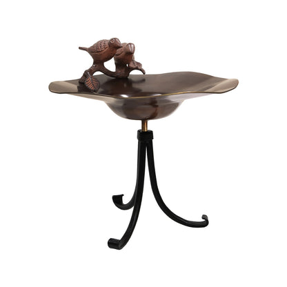 ACHLA Birds Birdbath with Tripod Stand | Antique Patina Brass and Wrought Iron | Garden & Patio Accent | 13 x 13 x 14 in | Model BB-02AB-TR2