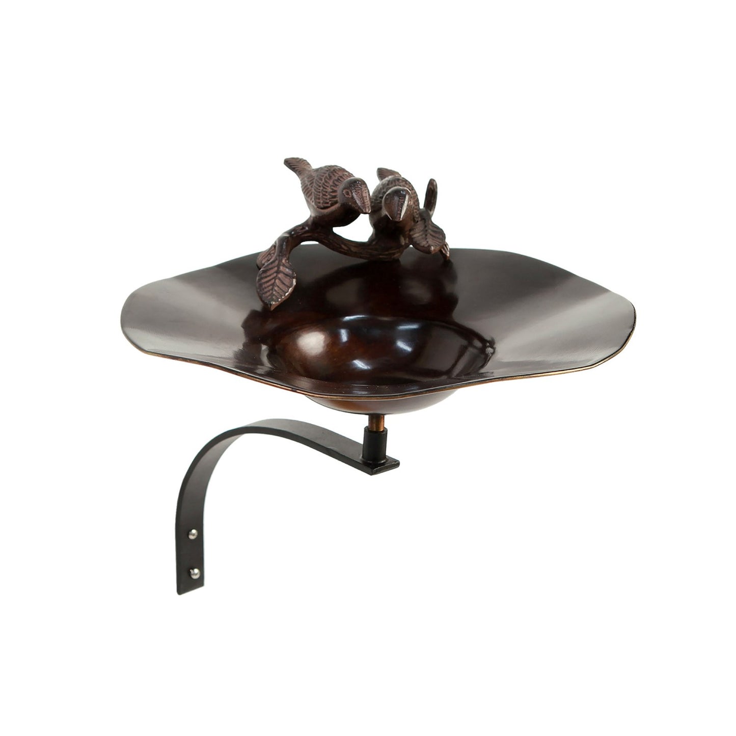 ACHLA Birdbath with Wall Mount Bracket | Antique Patina Brass and Aluminum | Outdoor Garden & Patio Accent | 13 x 15 x 14 in | Model BB-02AB-WM