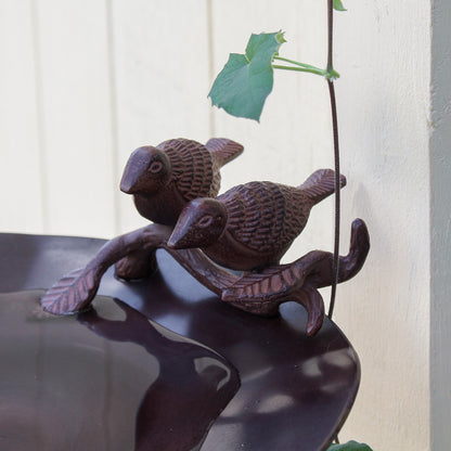 ACHLA Birdbath with Wall Mount Bracket | Antique Patina Brass and Aluminum | Outdoor Garden & Patio Accent | 13 x 15 x 14 in | Model BB-02AB-WM