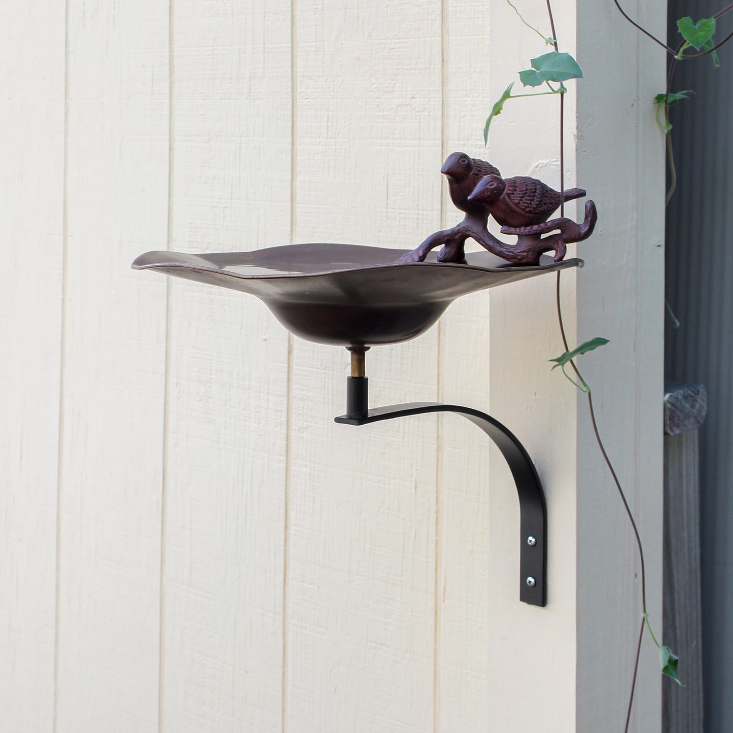 ACHLA Birdbath with Wall Mount Bracket | Antique Patina Brass and Aluminum | Outdoor Garden & Patio Accent | 13 x 15 x 14 in | Model BB-02AB-WM