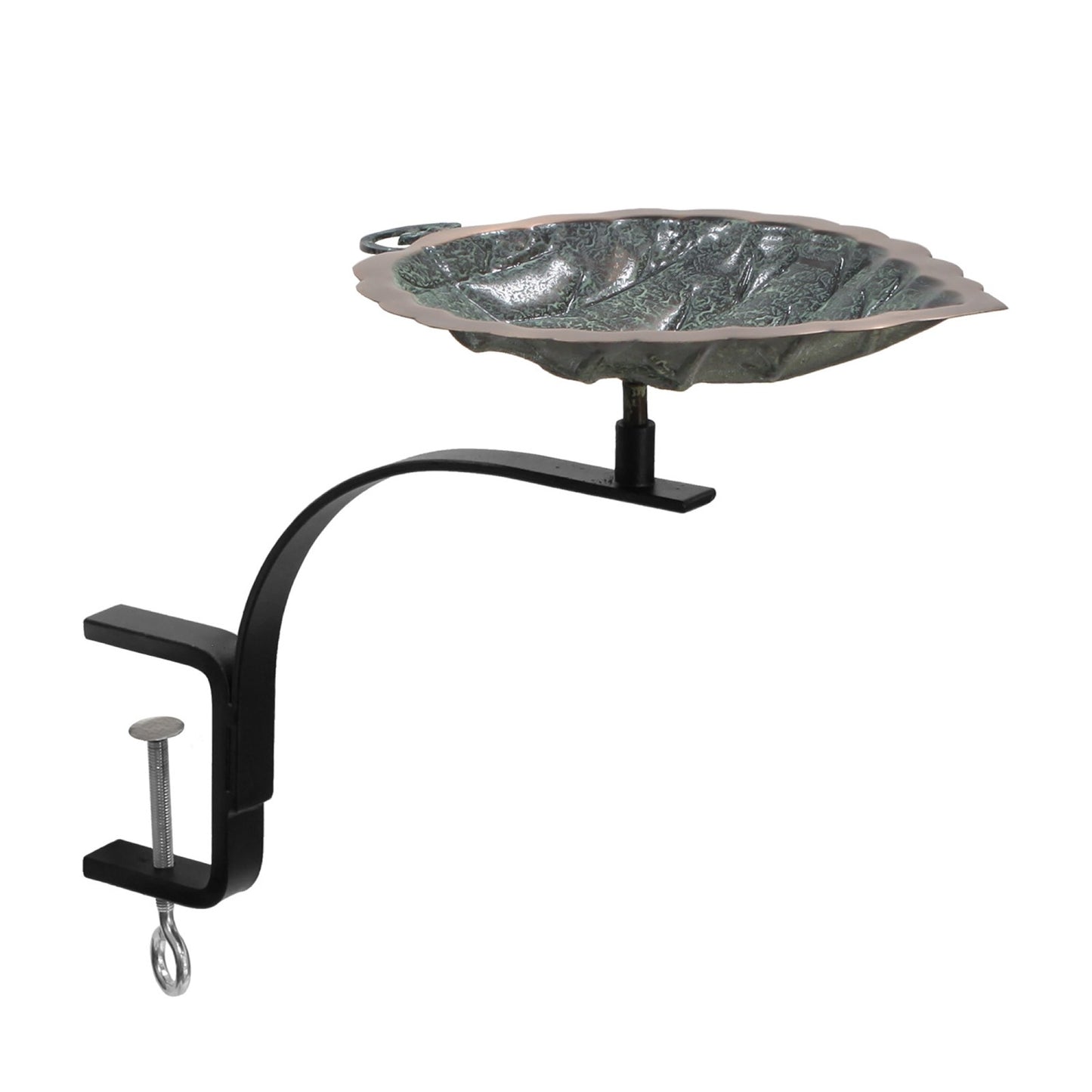 ACHLA Aspen Leaf Rail-Mount Birdbath | Antique Brass Plated and Verdigris Copper Bowl | Outdoor Deck & Balcony Accent | Model BB-04-RM