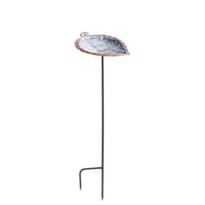 ACHLA Aspen Leaf Birdbath with Stand | Antique Brass and Verdi Finish Brass | Outdoor Garden & Patio Accent | 12.5 x 8.5 x 3 in | Model BB-04-S