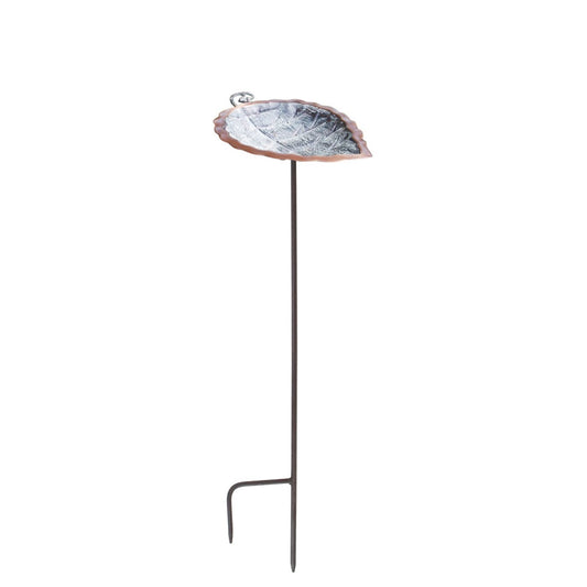 ACHLA Aspen Leaf Birdbath with Stand | Antique Brass and Verdi Finish Brass | Outdoor Garden & Patio Accent | 12.5 x 8.5 x 3 in | Model BB-04-S