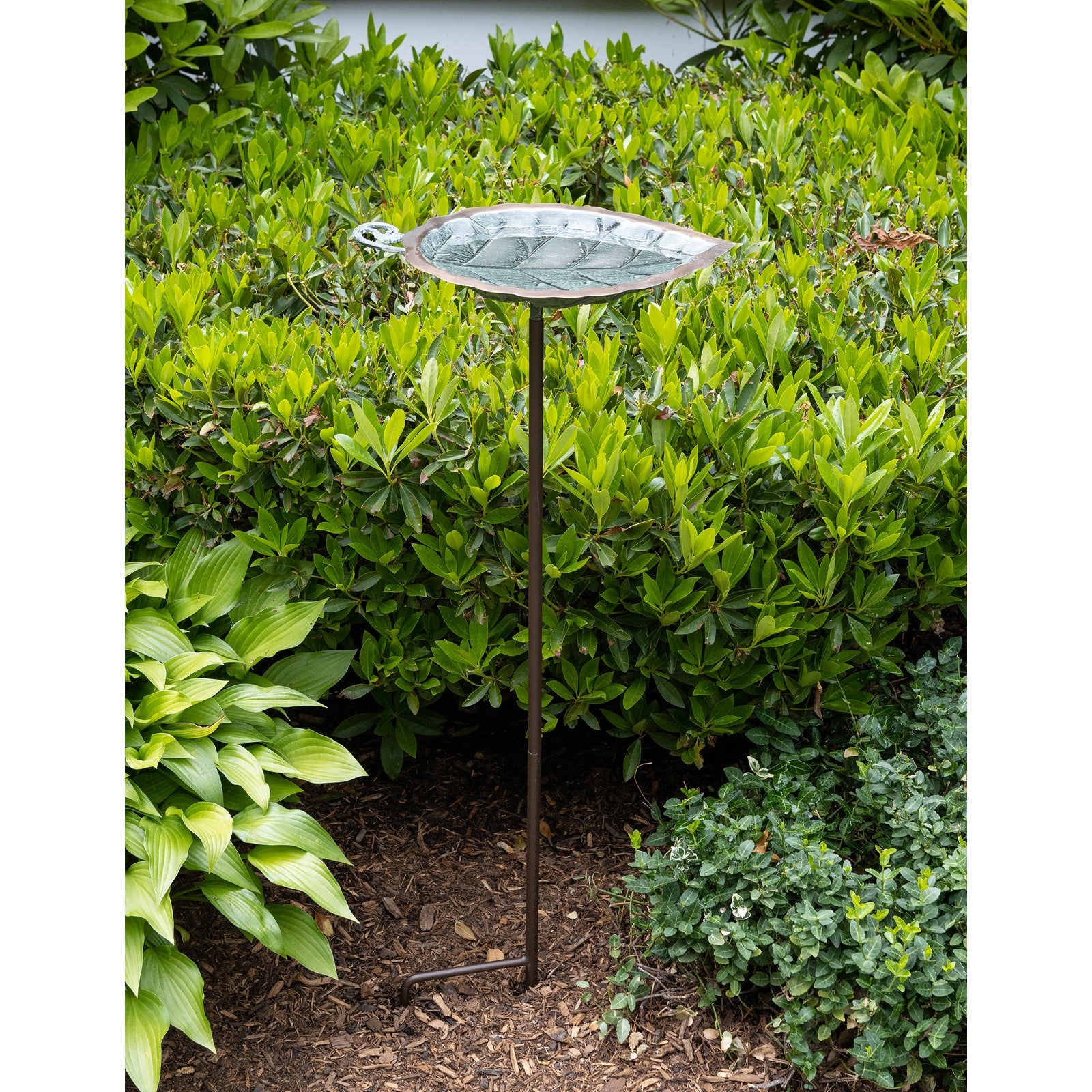 ACHLA Aspen Leaf Birdbath with Stand | Antique Brass and Verdi Finish Brass | Outdoor Garden & Patio Accent | 12.5 x 8.5 x 3 in | Model BB-04-S