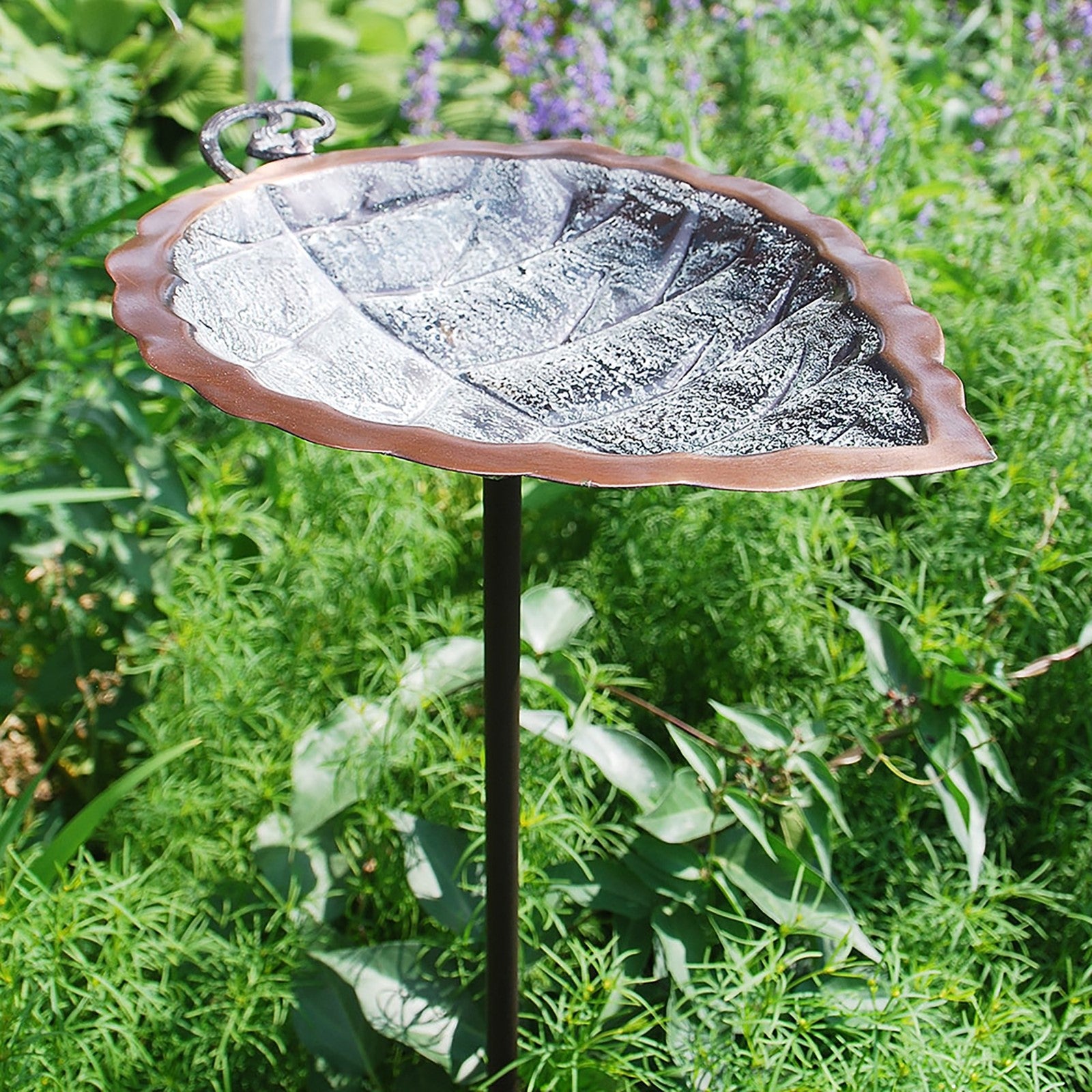 ACHLA Aspen Leaf Birdbath with Stand | Antique Brass and Verdi Finish Brass | Outdoor Garden & Patio Accent | 12.5 x 8.5 x 3 in | Model BB-04-S