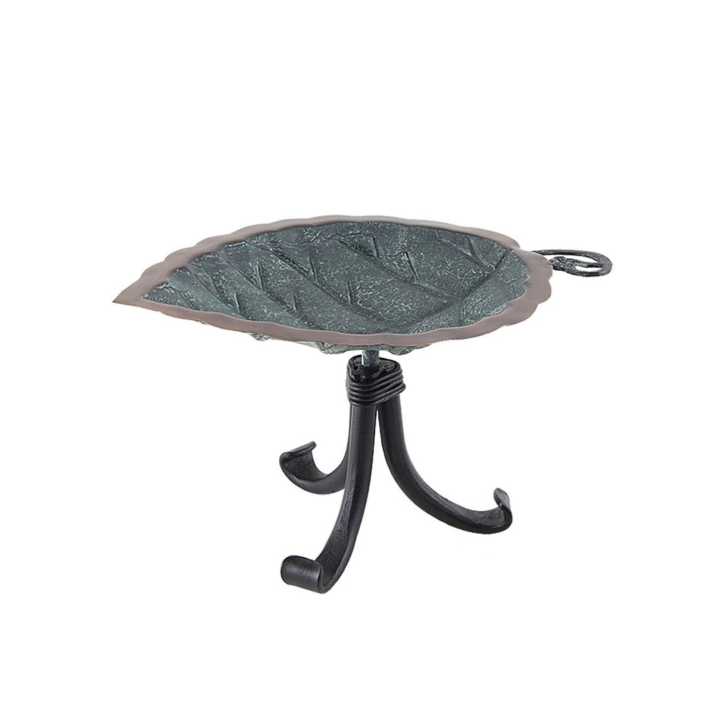 ACHLA Aspen Leaf Birdbath with Tripod Stand | Antique Brass Plated Brass and Black Wrought Iron | Garden Patio & Deck Accent | Model BB-04-TR