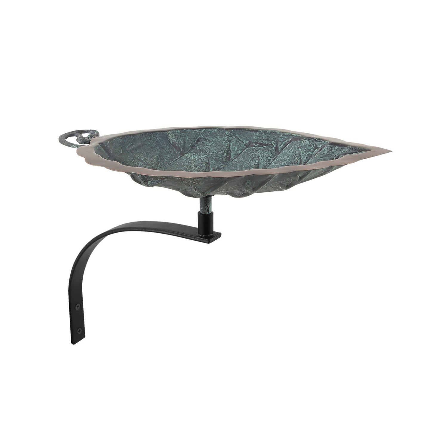 ACHLA Aspen Leaf Birdbath Wall Mount Bracket | Antique Brass Plated Brass and Black Wrought Iron | Small Garden & Urban Landscape | Model BB-04-WM