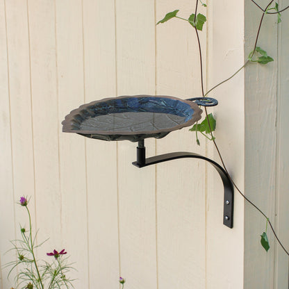 ACHLA Aspen Leaf Birdbath Wall Mount Bracket | Antique Brass Plated Brass and Black Wrought Iron | Small Garden & Urban Landscape | Model BB-04-WM
